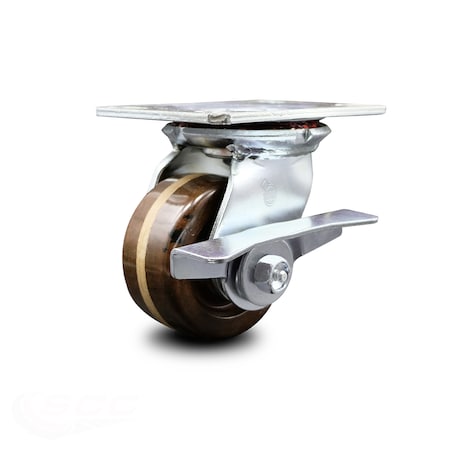 4 Inch Heavy Duty High Temp Phenolic Caster With Roller Bearing And Brake SCC